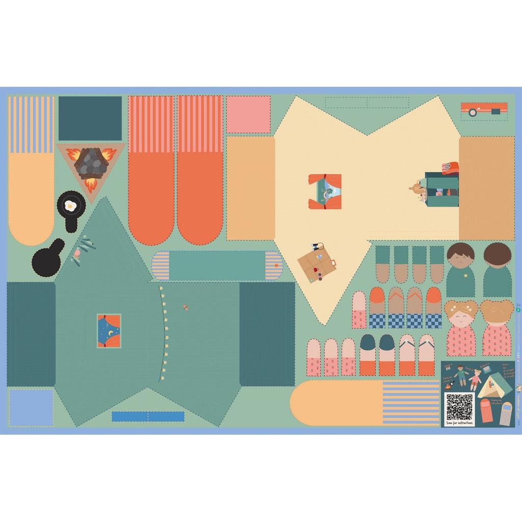 Let's Go Camping 100% Cotton Poplin Fabric Panel - Poppy Fabrics
