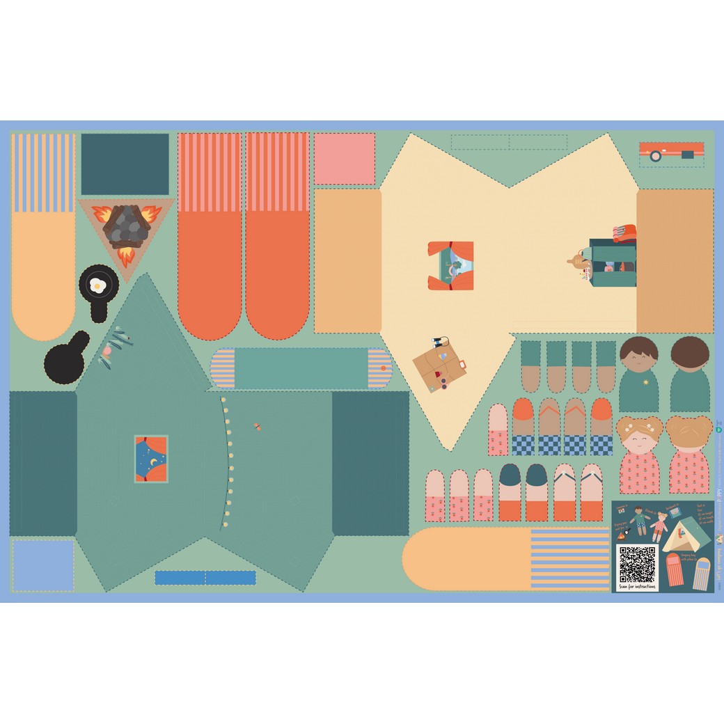 Let's Go Camping 100% Cotton Poplin Fabric Panel - Poppy Fabrics