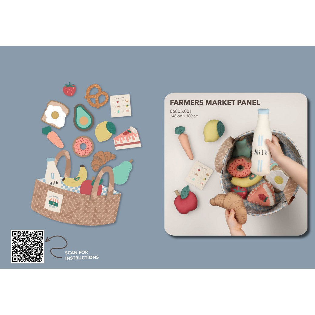 Farmers Market 100% Cotton Poplin Fabric Panel - Poppy Fabrics