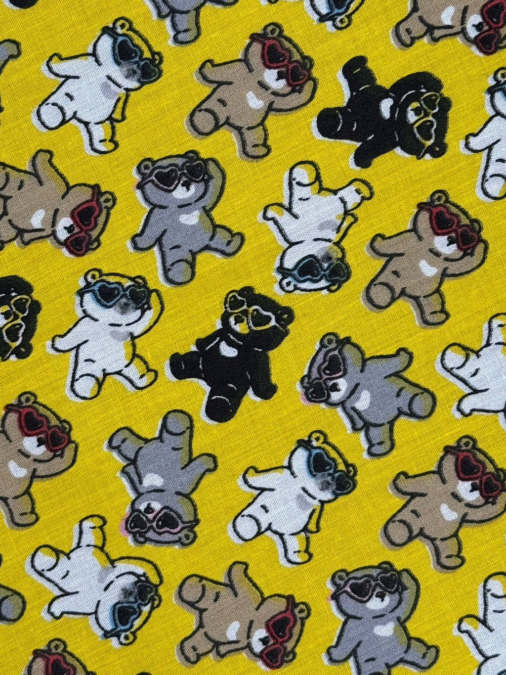 Yellow Teddies Polycotton Fabric | 110cm Wide | 80/20 Poly Cotton