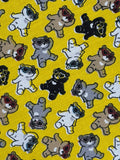 Yellow Teddies Polycotton Fabric | 110cm Wide | 80/20 Poly Cotton