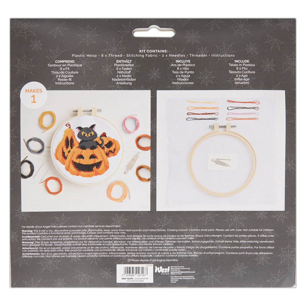 Cross Stitch Kit - Cat & Pumpkin | Simply Make | DSM106290