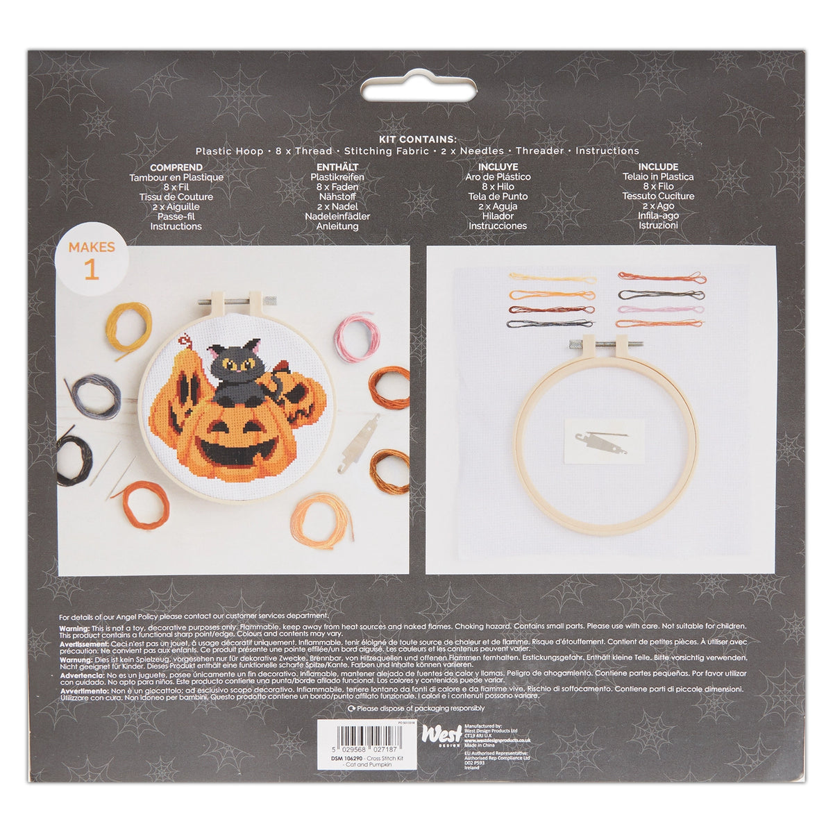 Cross Stitch Kit - Cat & Pumpkin | Simply Make | DSM106290