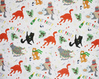 Little Johnny Party Cats White 100% Cotton Fabric