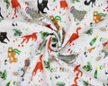 Little Johnny Party Cats White 100% Cotton Fabric