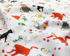 Little Johnny Party Cats White 100% Cotton Fabric