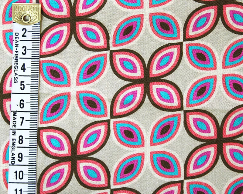 Little Johnny Digital Mosaic Beige 100% Cotton Fabric