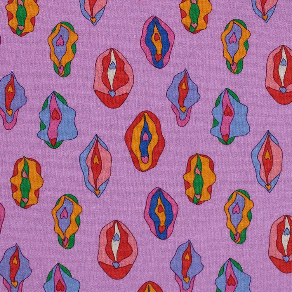 Little Johnny Digital Vajayjay Lilac 100% Cotton Fabric