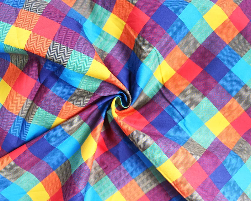 Little Johnny Digital Tartan Multicolour Cotton Poplin Fabric