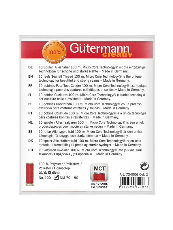 Gütermann Sew-All Thread | 10 x 100m Colour Pack – Combo 2 Pastel