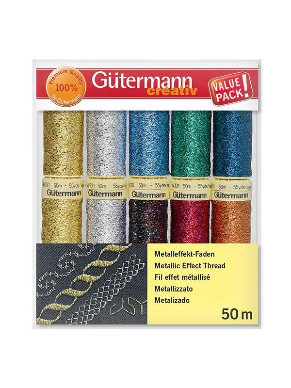 Gütermann Metallic Effect Thread W 331 – 10 x 50m Spools