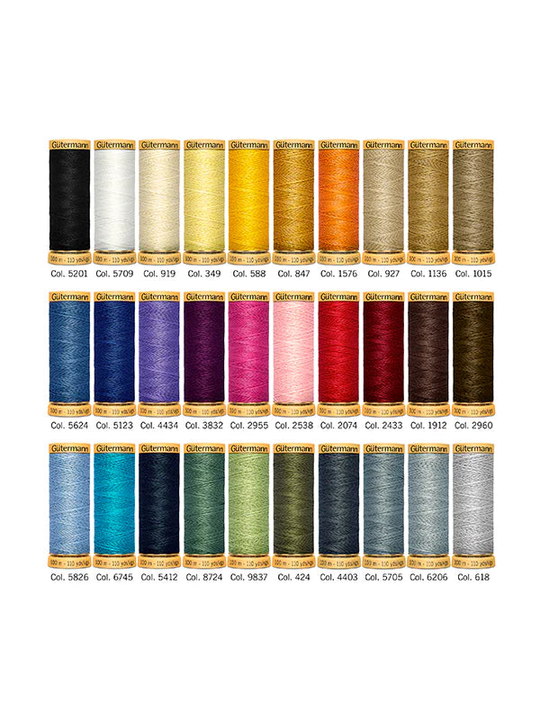 Gutermann Natural Cotton Thread Box – 30 x 100m Spools with Storage Tin