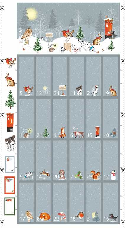 Winter Moon Christmas Advent Calendar Fabric Panel | 60cm x 112cm