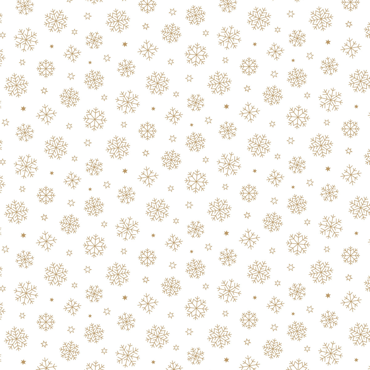 Gold Metallic Snowflakes 100% Cotton Fabric – White | 112cm Wide | Nutex