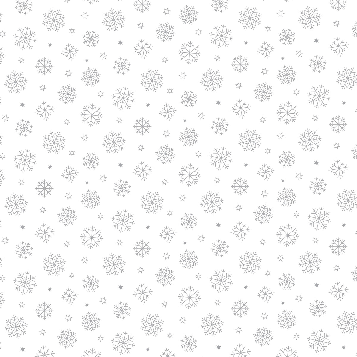 Silver Metallic Snowflakes 100% Cotton Fabric – White | 112cm Wide | Nutex