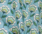 Little Johnny Retro Far Out Floral Premium Turquoise 100% Cotton Fabric