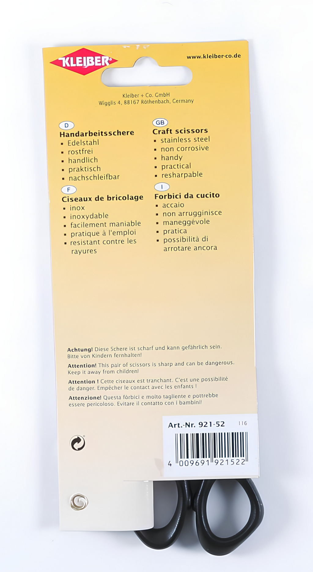 Kleiber Top Line Handicraft Scissors 160mm (6¼") – 92152