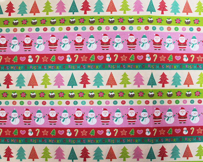 Little Johnny Christmas Stripes Multicolour 100% Cotton Fabric