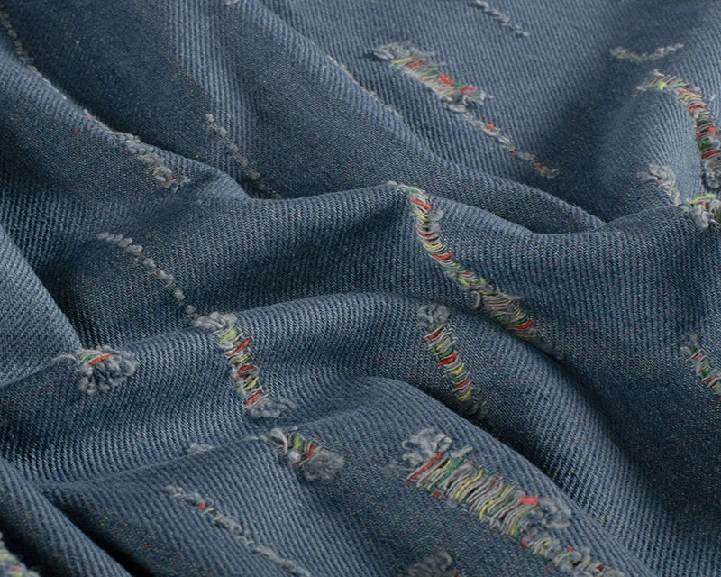 Abstract Ripped Denim Fabric
