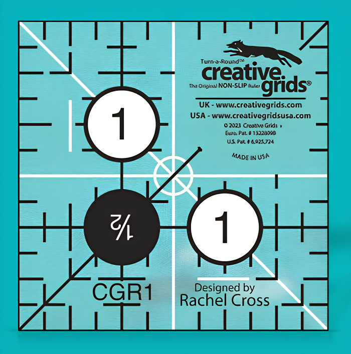 Creative Grids CGR1 Non-Slip Square Quilting Ruler 1½ x 1½ inch