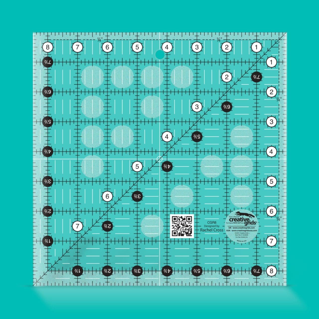 Creative Grids CGR8 Square Non Slip Quilting Ruler 8½ x 8½ inch