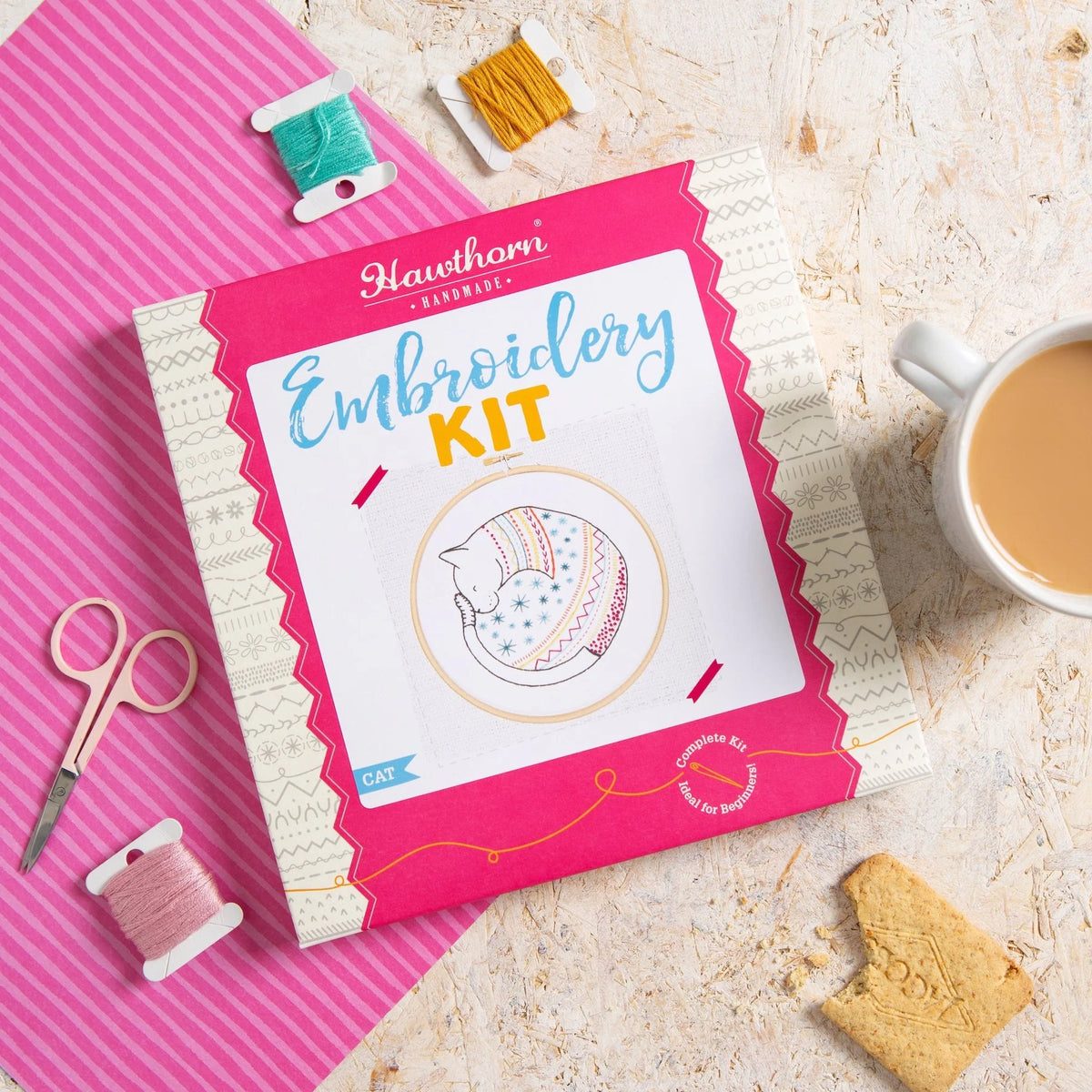 Hawthorn Handmade Cat Embroidery Kit for Beginners
