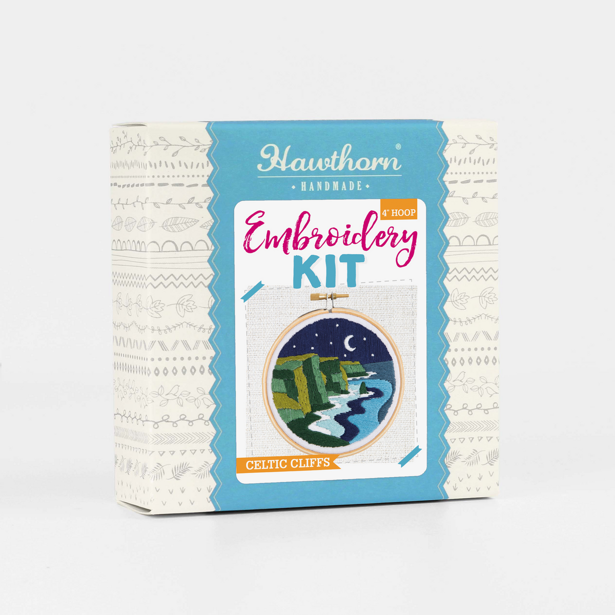 Hawthorn Handmade Celtic Cliffs Landscape Mini Embroidery Kit for Beginners