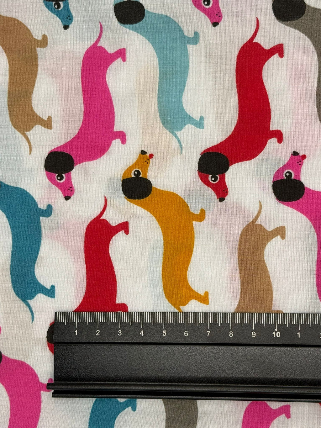 Multi Colour Dachshund Polycotton Fabric | 110cm Wide | 80/20 Poly Cotton