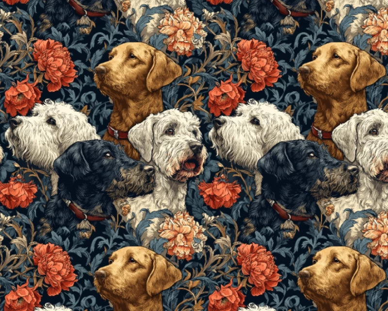 Empee Studio Dogs & Florals 100% Cotton Fabric