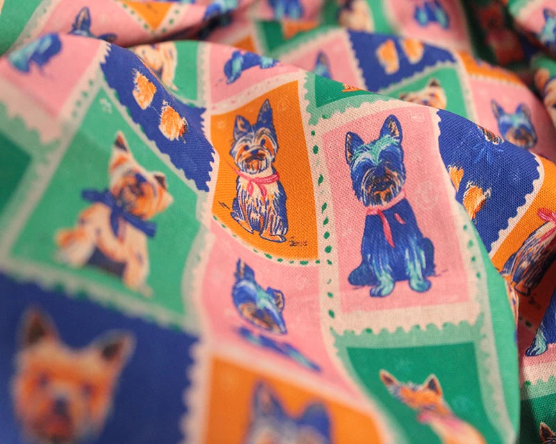 Empee Studio Yorkie Stamps 100% Cotton Fabric