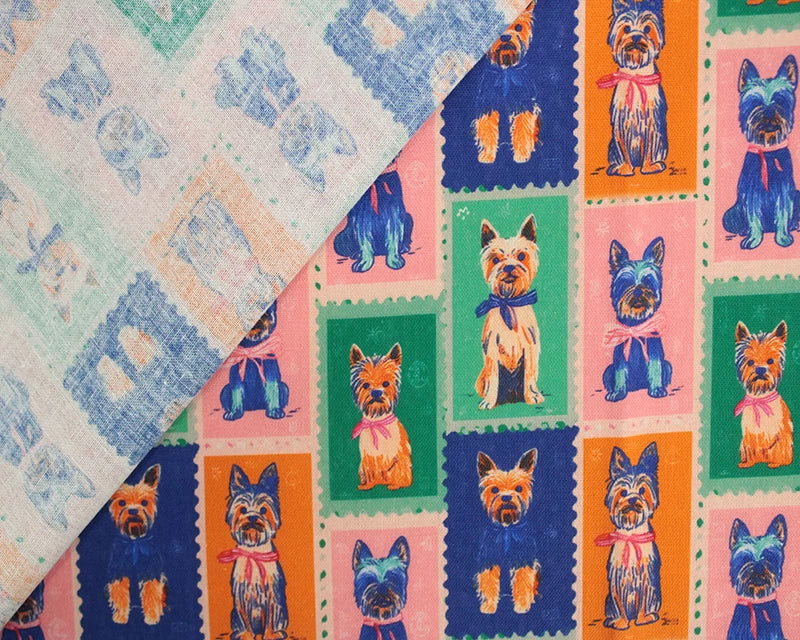 Empee Studio Yorkie Stamps 100% Cotton Fabric