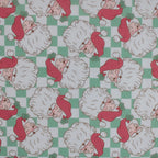 E Studio Retro Santa Grid Green Polycotton Fabric