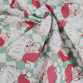 E Studio Retro Santa Grid Green Polycotton Fabric
