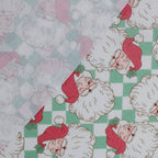 E Studio Retro Santa Grid Green Polycotton Fabric