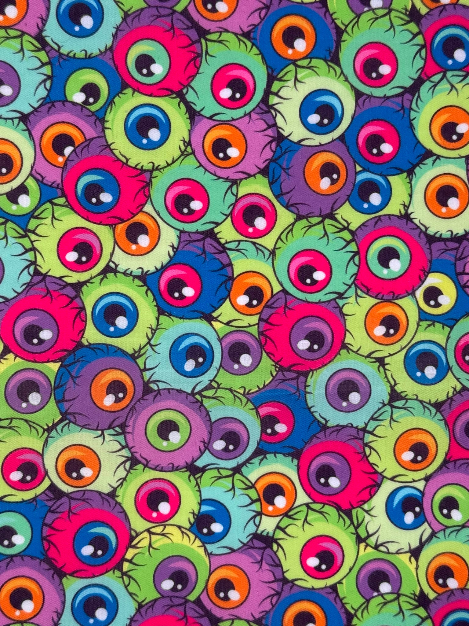 Halloween Eyeballs Polycotton Fabric | 110cm Wide | 90/10 Poly Cotton