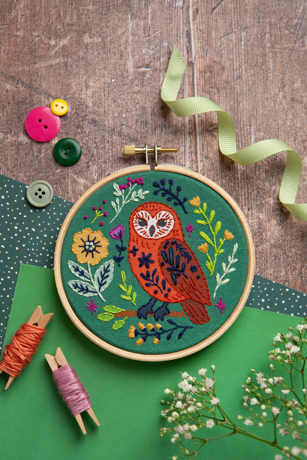 Hawthorn Handmade Folk Owl Mini Embroidery Kit for Beginners