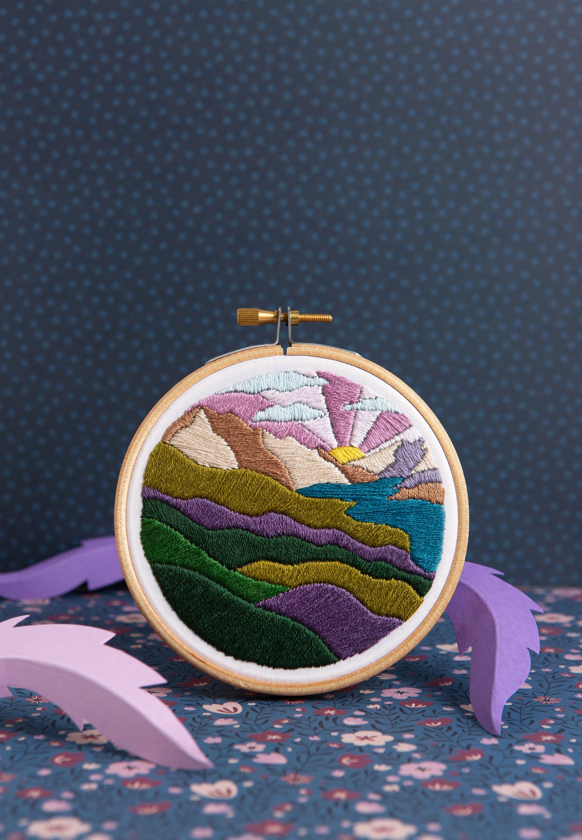 Hawthorn Handmade Highland Hike Landscape Mini Embroidery Kit for Beginners