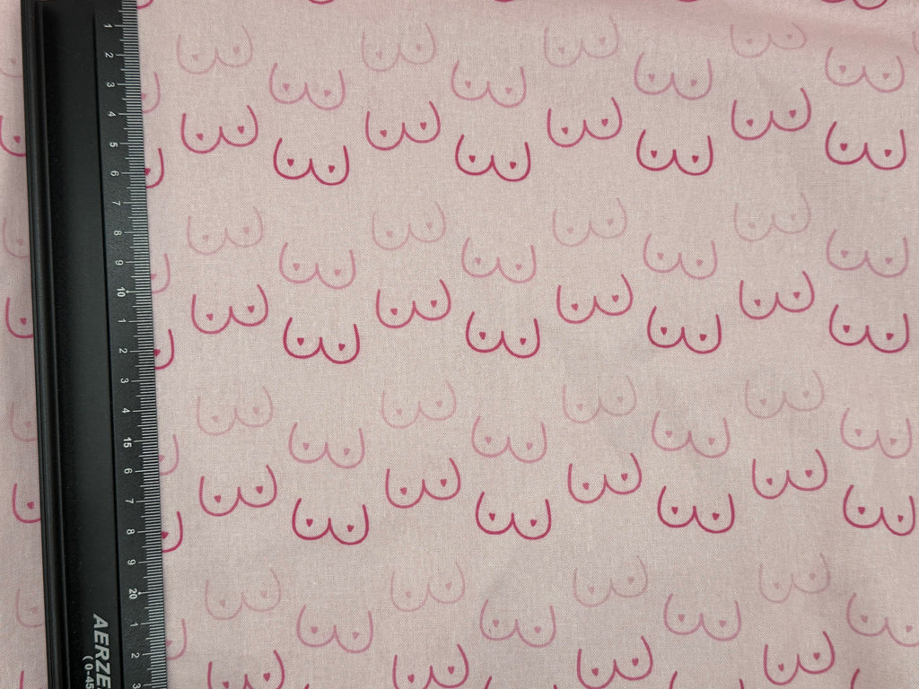 Little Johnny Pink Boobies Fabric | Novelty Cotton Print