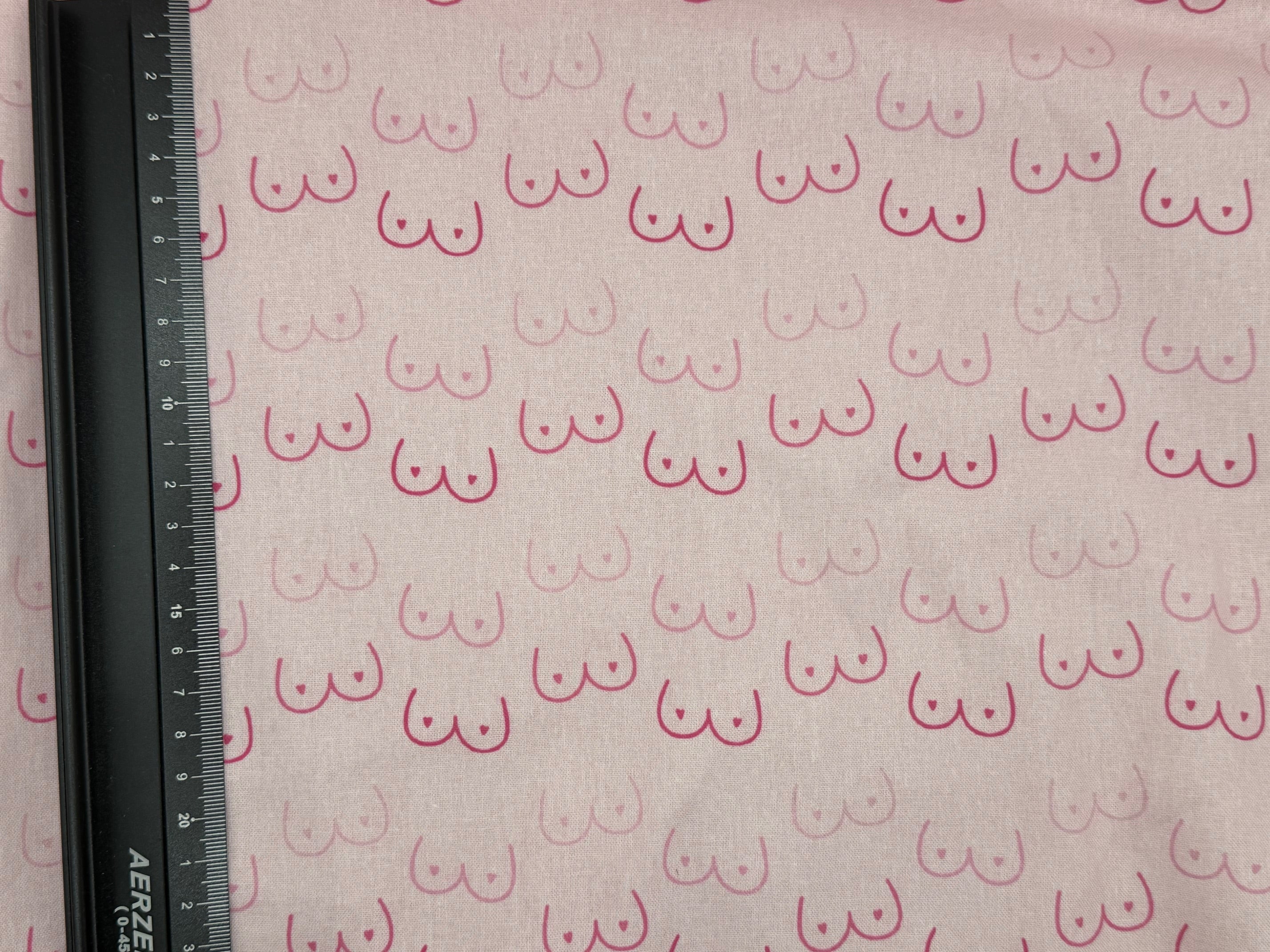 Little Johnny Pink Boobies Fabric | Novelty Cotton Print