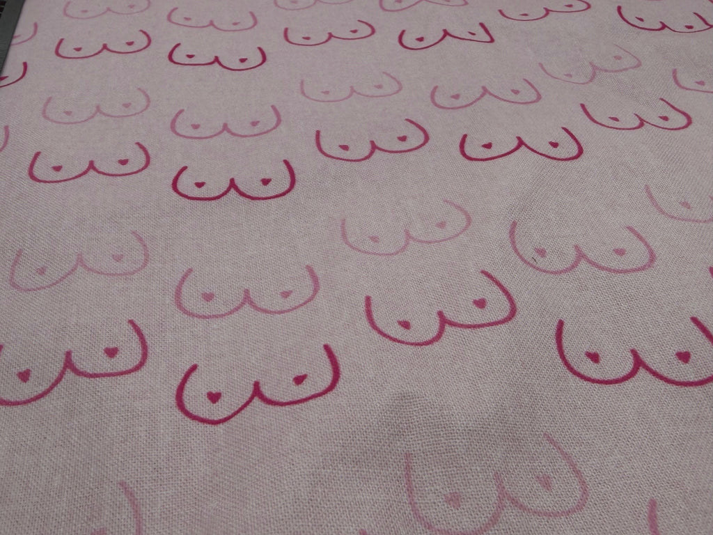 Little Johnny Pink Boobies Fabric | Novelty Cotton Print