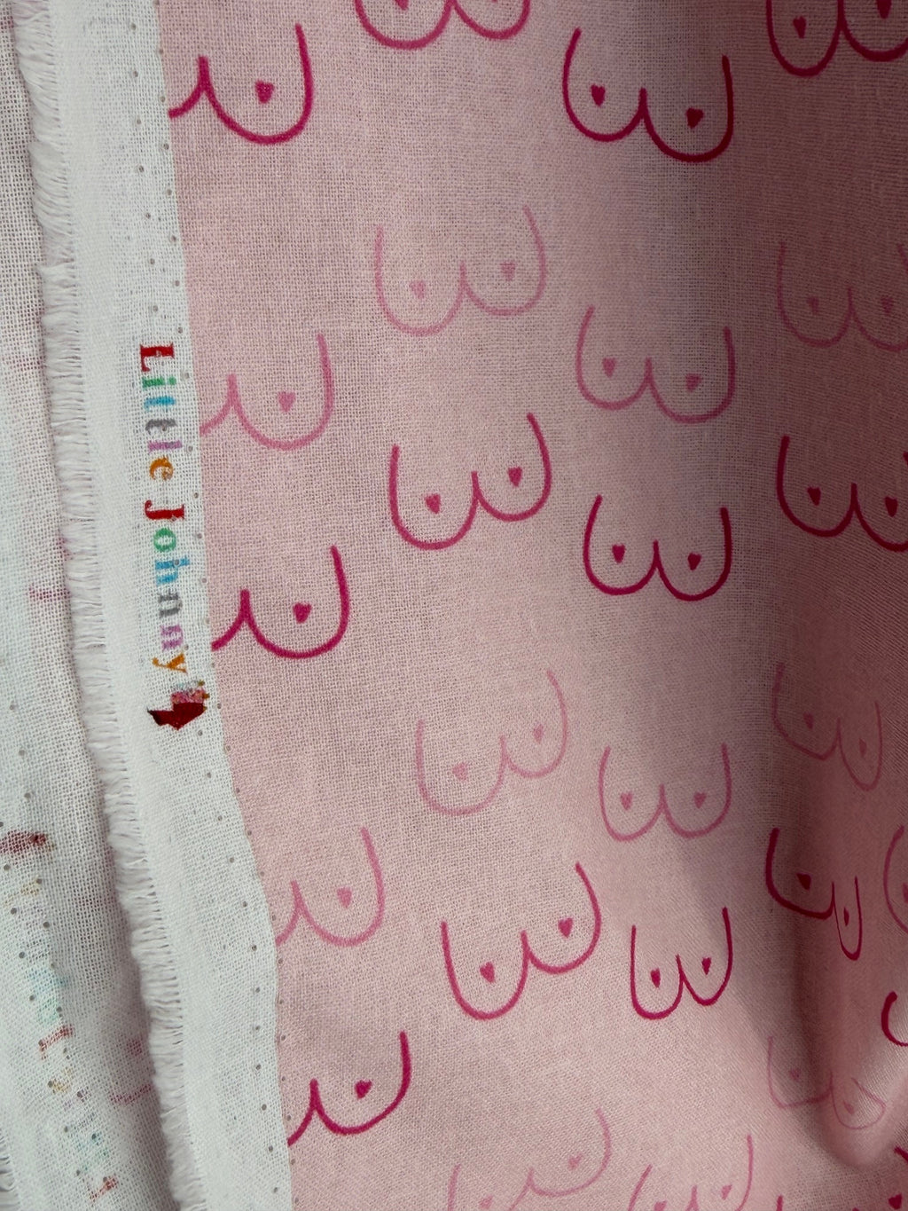 Little Johnny Pink Boobies Fabric | Novelty Cotton Print