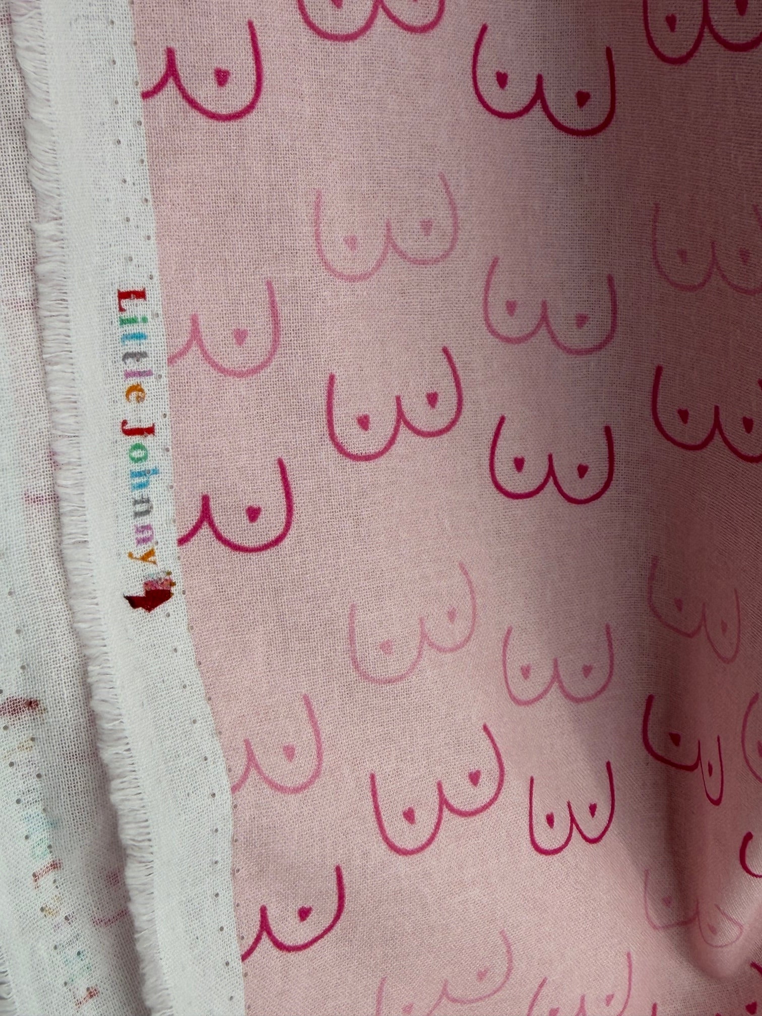 Little Johnny Pink Boobies Fabric | Novelty Cotton Print