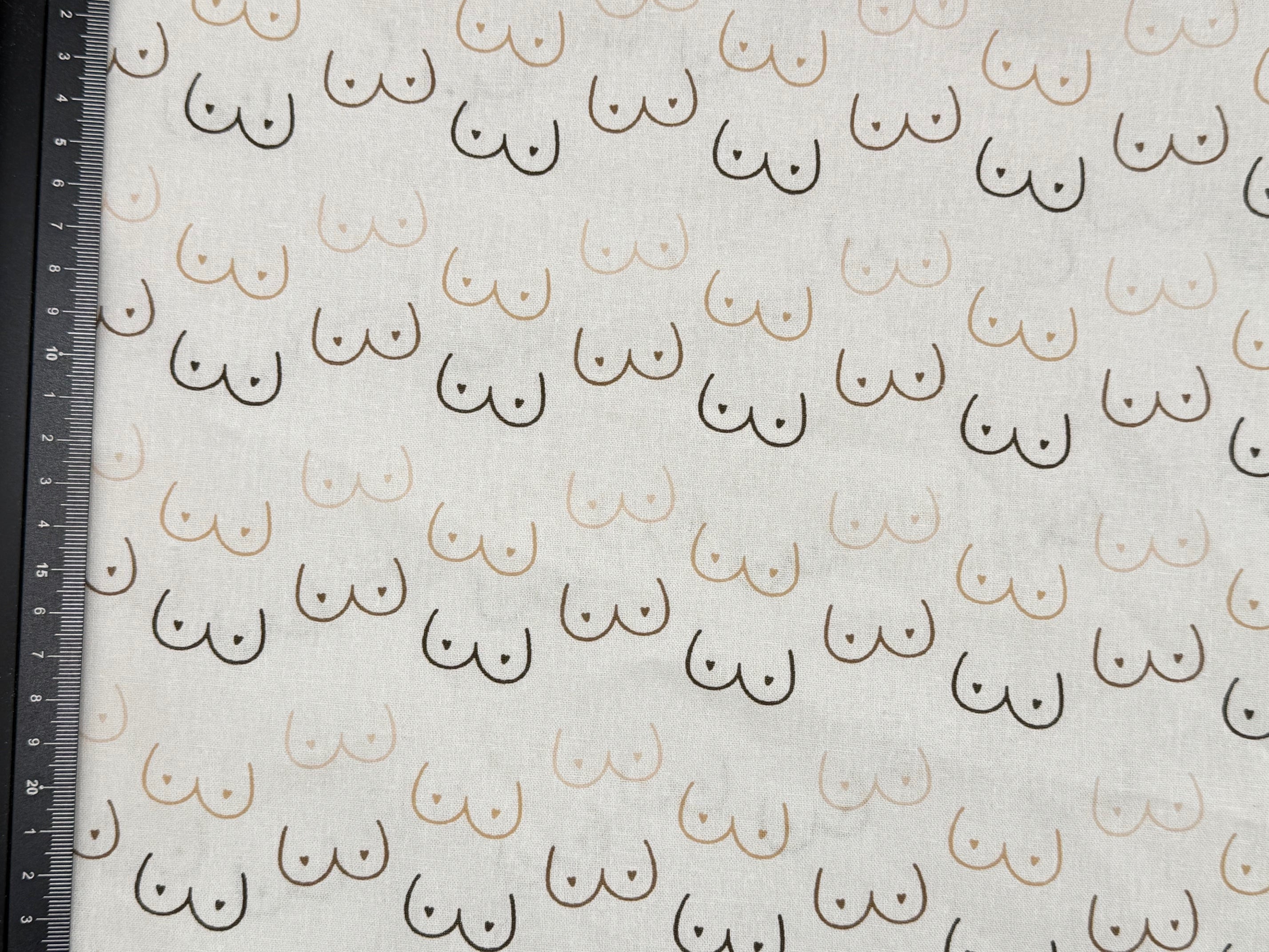 100% cotton fabric with boobs pattern