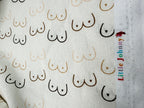 Fabric with nipple pattern and 'Little Johnny' branding.
