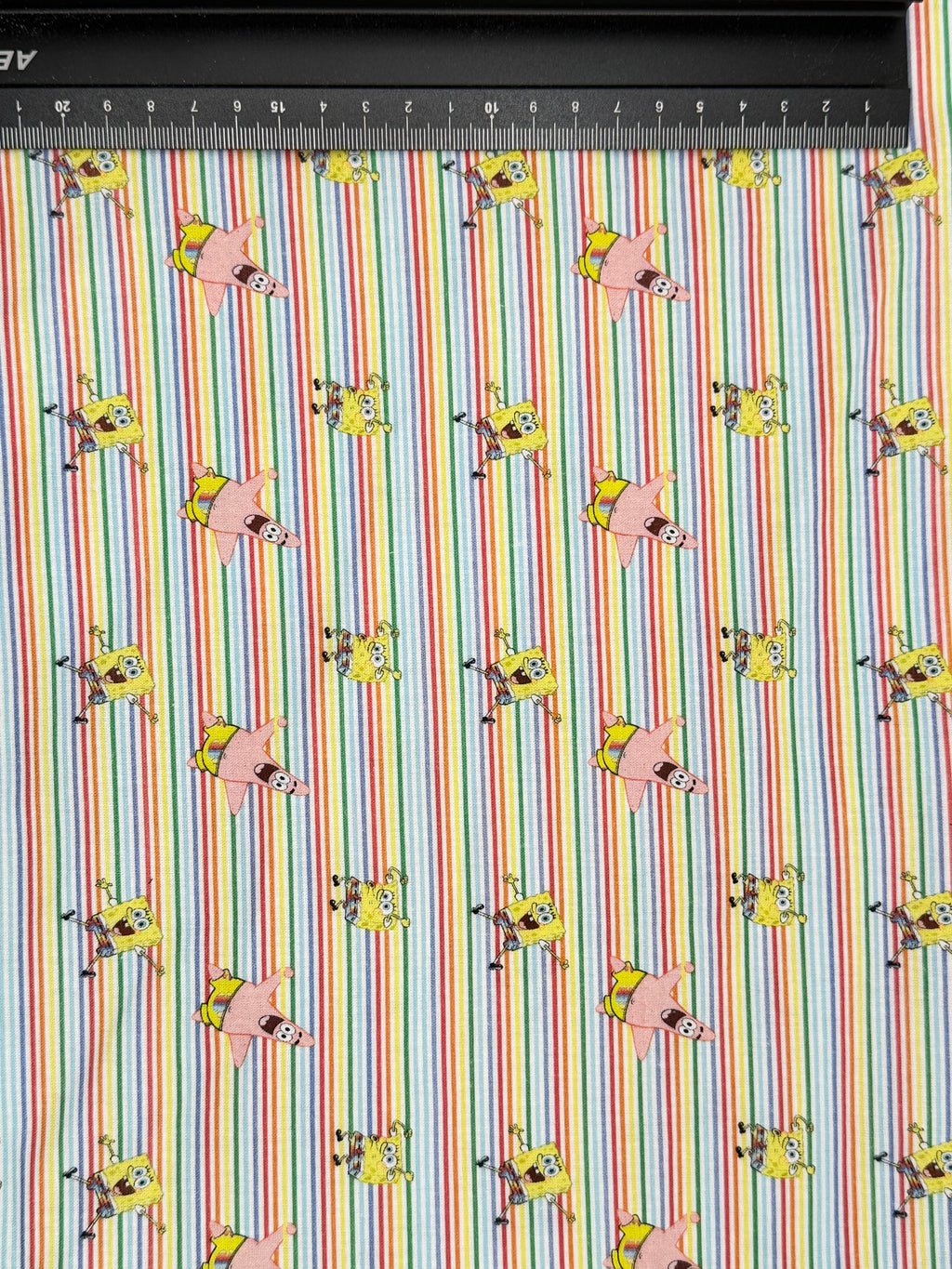 Little Johnny Sponge Bob Rainbow Stripe | Licensed Digital Print Cotton