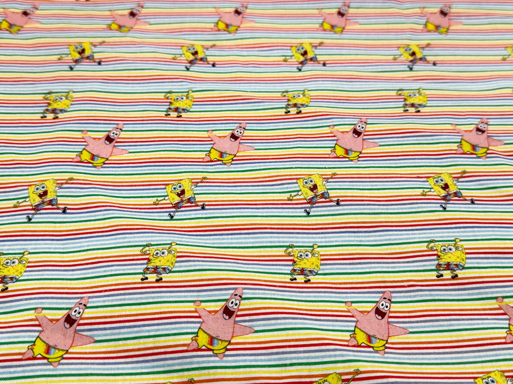 Little Johnny Sponge Bob Rainbow Stripe | Licensed Digital Print Cotton