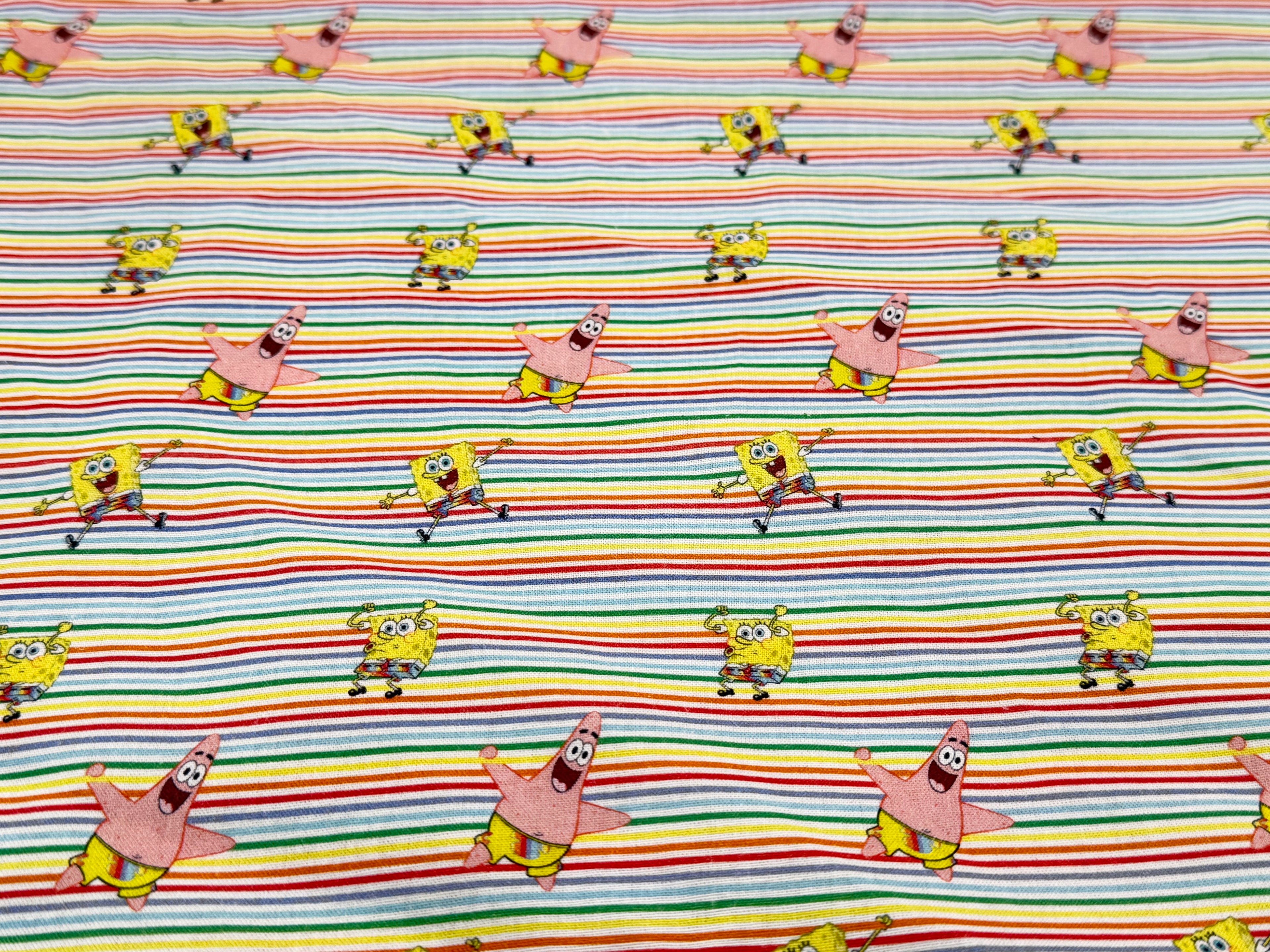 Little Johnny Sponge Bob Rainbow Stripe | Licensed Digital Print Cotton
