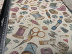 Recycled Linen Look Canvas - Vintage Sewing Pattern Design - Digital Print