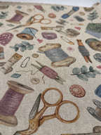 Recycled Linen Look Canvas - Vintage Sewing Pattern Design - Digital Print