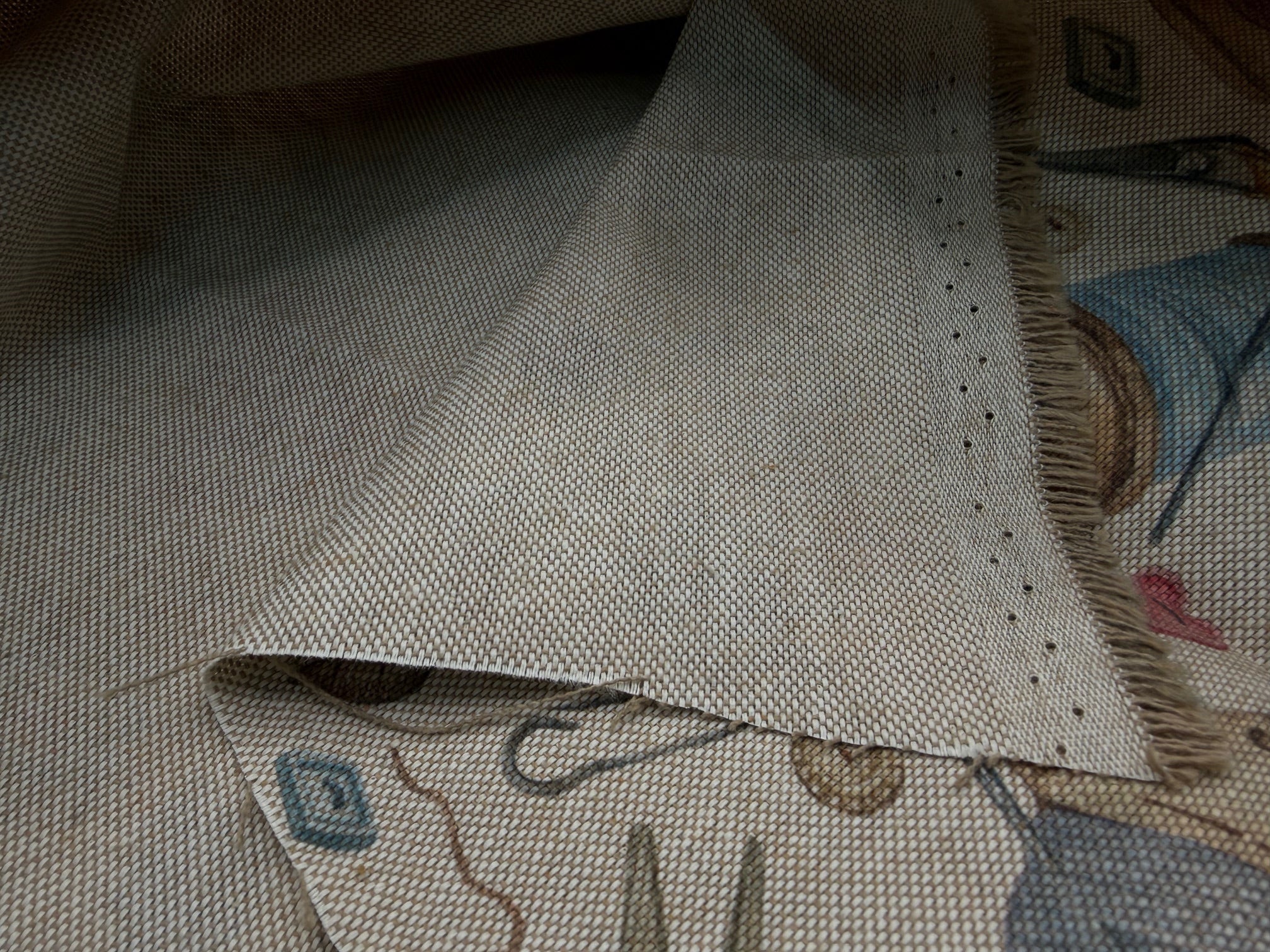 Recycled Linen Look Canvas - Vintage Sewing Pattern Design - Digital Print